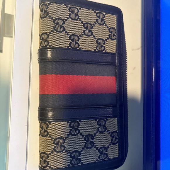 Gucci Navy Bamboo Wallet - Picture 1 of 4